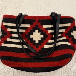 Red and Black Patterned Tote Bag